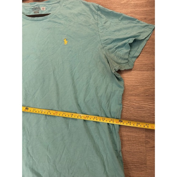Polo Ralph Lauren Mens XXL Turquoise Blue Yellow Pony Logo Crewneck T-Shirt - Picture 8 of 8